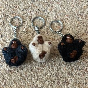 Monkey Keychain Set - Black, Cream, and Grey Kipling